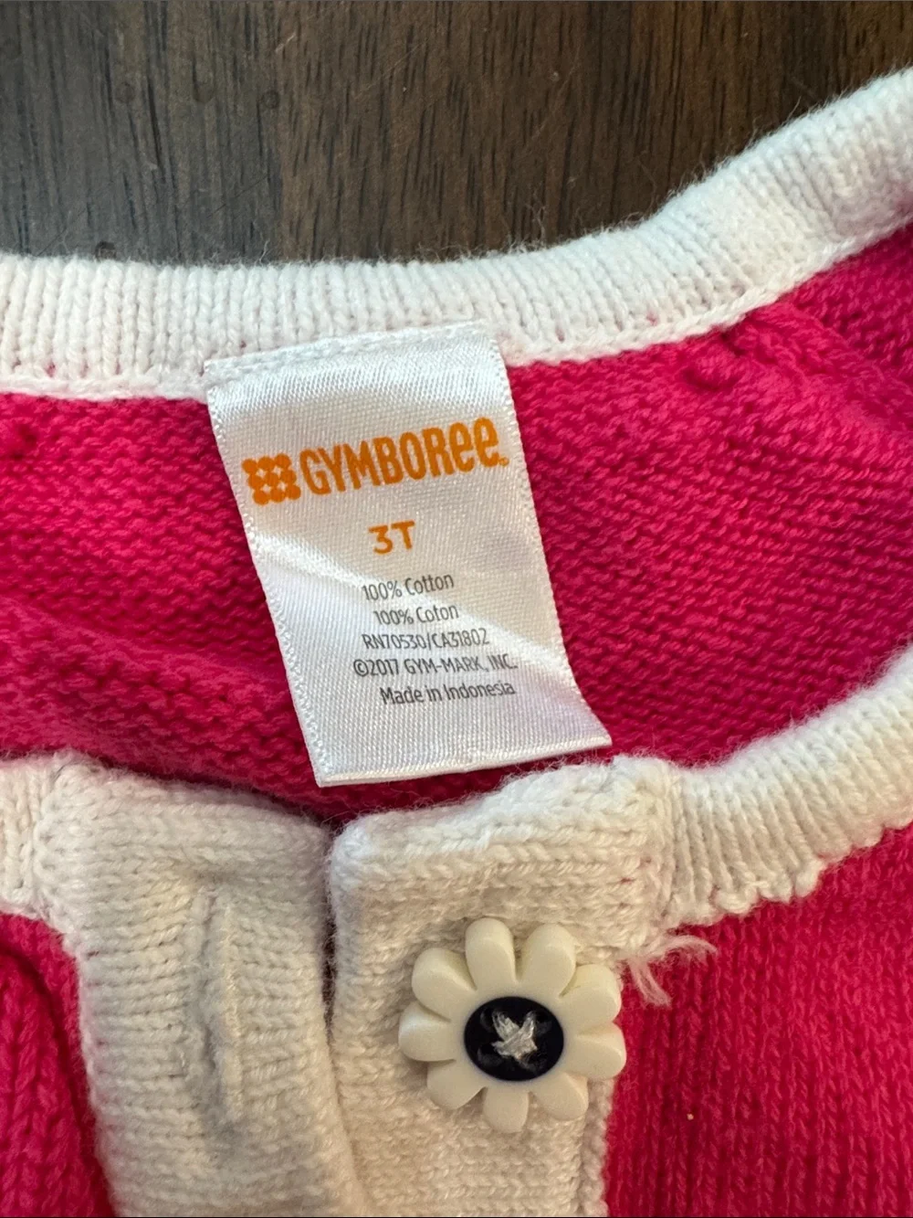 Gymboree Bright Pink Cardigan with White Trim